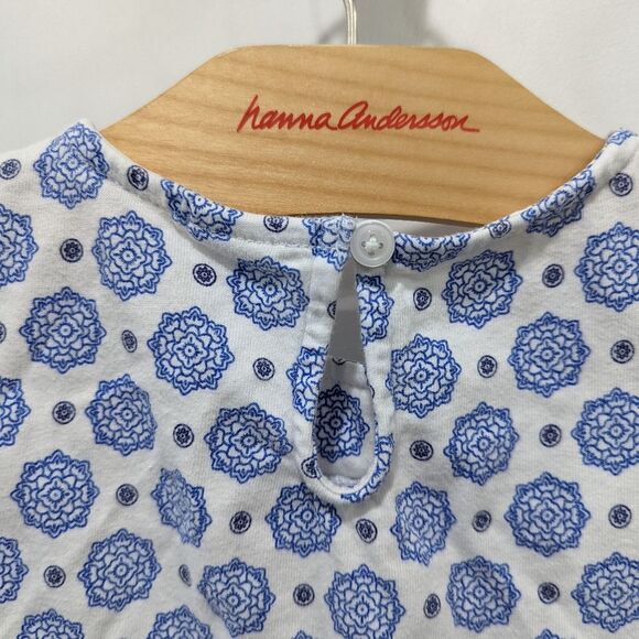 Janie And Jack White Blue Geometric Peplum Tank Top Sleeveless Shirt Girls Sz 5 - Picture 4 of 7